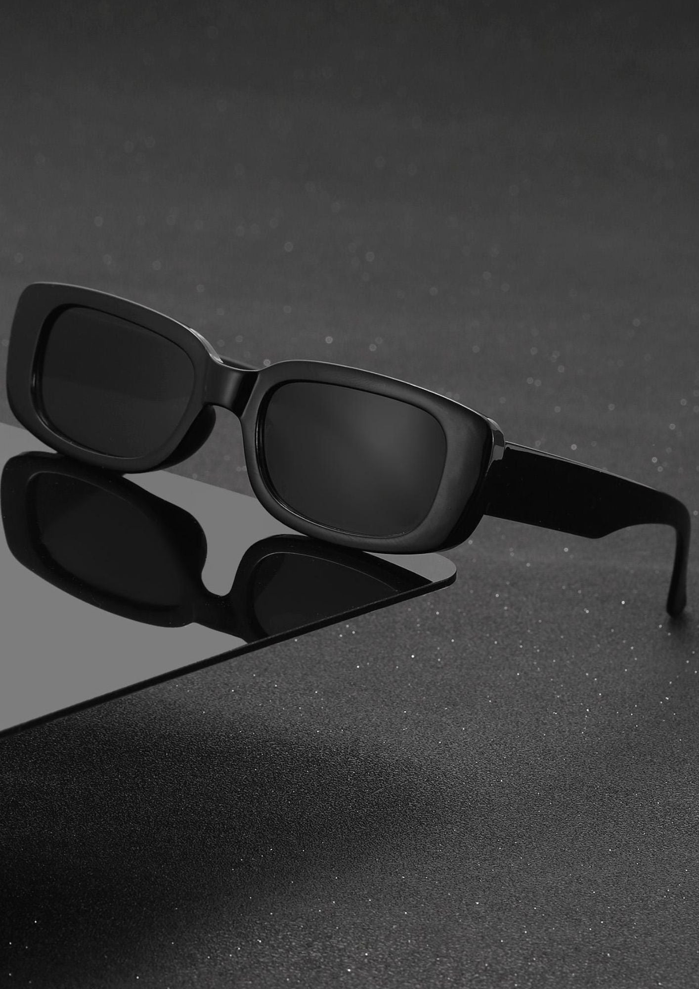 Lentes de sol - Marco rectangular - Blanco y Negro