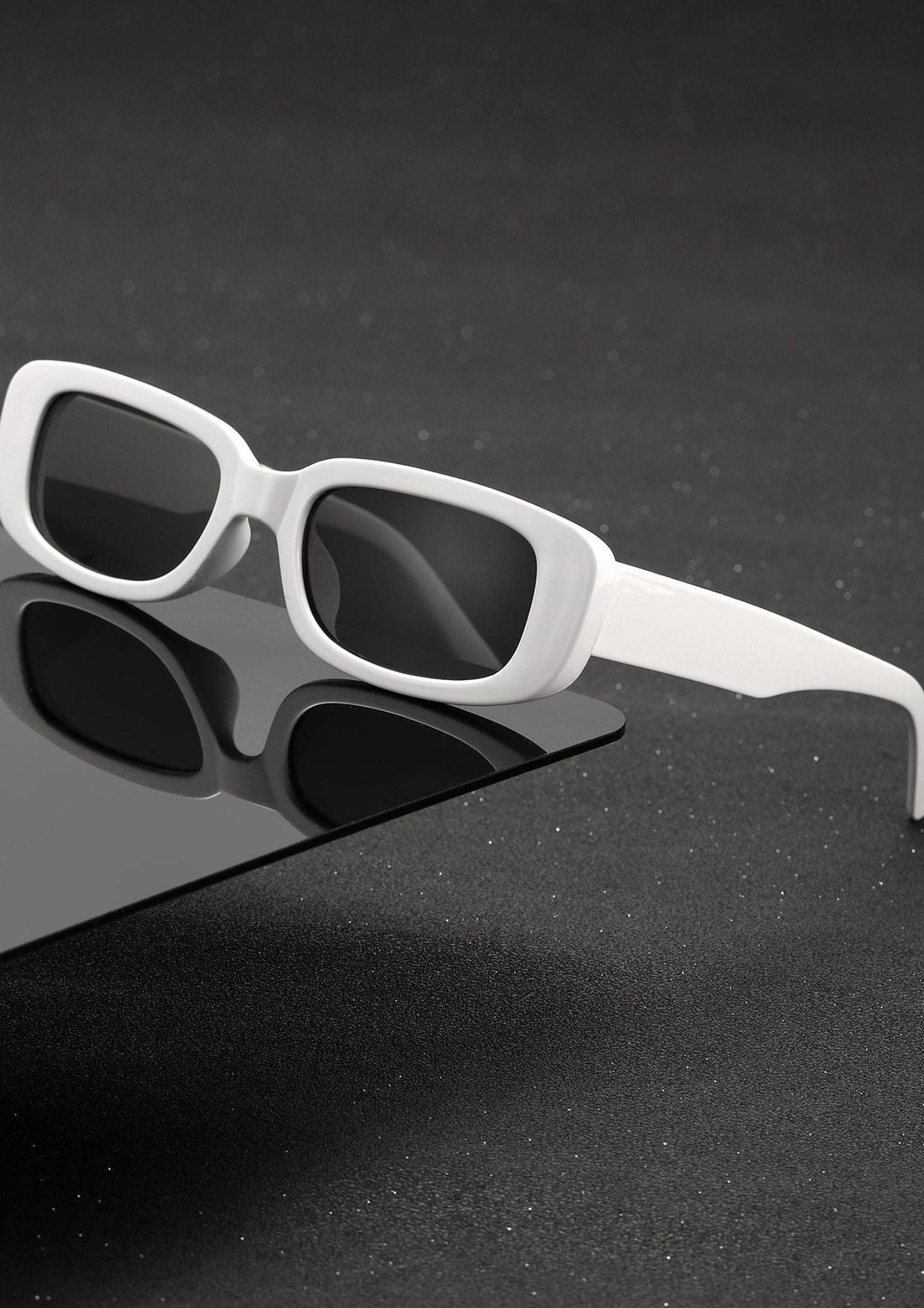 Lentes de sol - Marco rectangular - Blanco y Negro