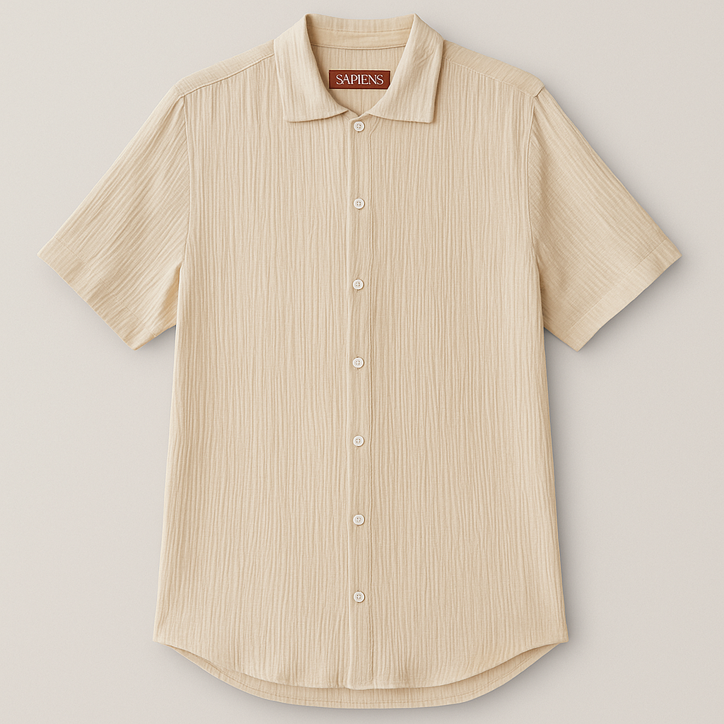 camisa sapiens crema guayabera
