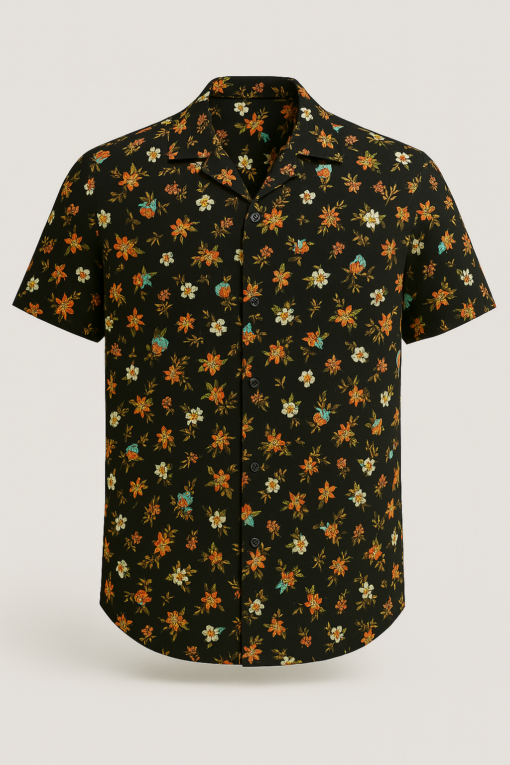 Camisa sapiens negra floreada relaxed