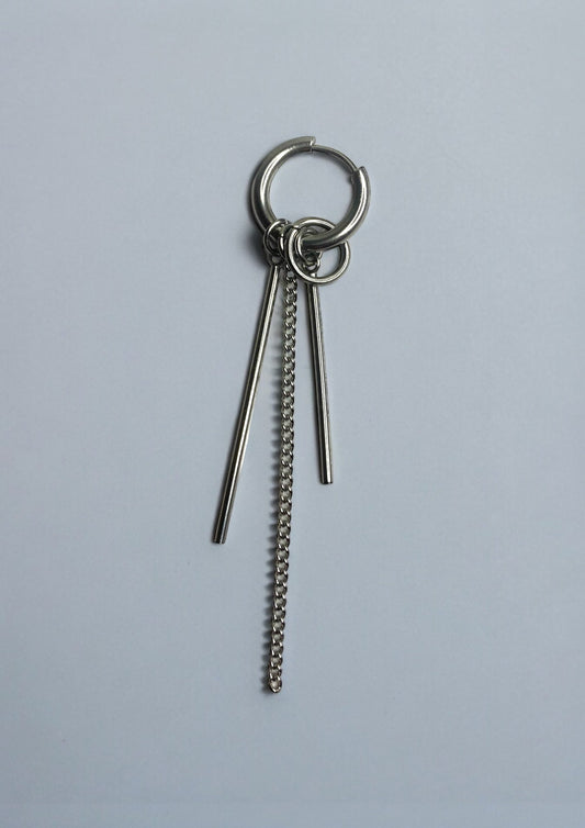 Arete  esparrago con colgante de cadena