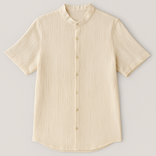 camisa sapiens crema relaxed Cuello Mao