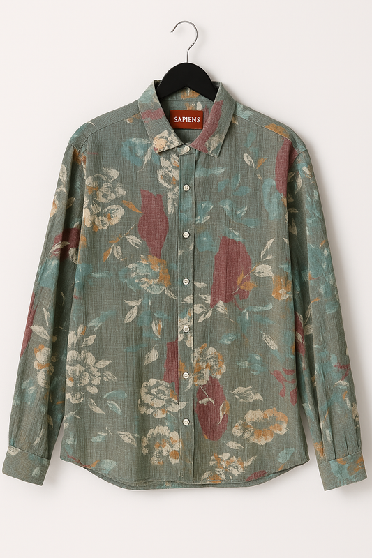 Camisa Sapiens relaxed mangas largas estampada
