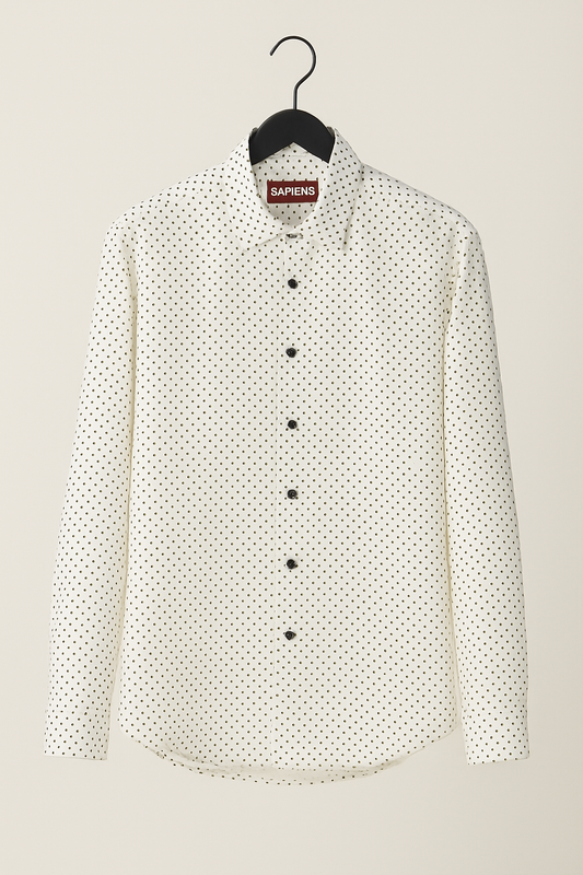 Camisa Sapiens Slim fit blanca geometrica